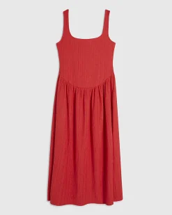 Petite Red Textured Midi Dress