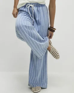 Petite Stripe Wide Leg Pyjama Style Jeans