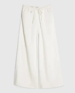 Petite White Wide leg Drawstring Jeans
