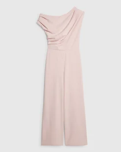 Pink Asymmetric Drape Jumpsuit