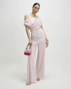 Pink Asymmetric Drape Jumpsuit