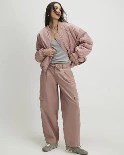 Pink Barrel Leg Cargo Trousers