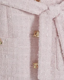 Pink Boucle Belted Mini Dress