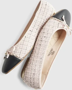 Pink Boucle Bow flat Ballet Pumps