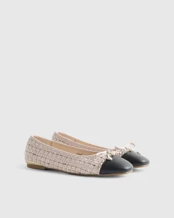 Pink Boucle Bow flat Ballet Pumps