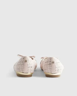 Pink Boucle Bow flat Ballet Pumps