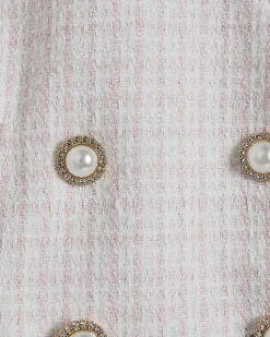 Pink Boucle Hybrid Cropped Blazer