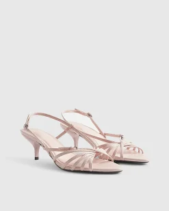 Pink Caged Kitten Heel Sandals