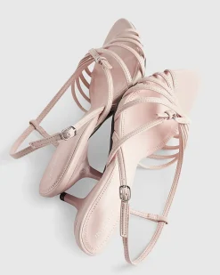 Pink Caged Kitten Heel Sandals