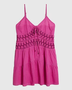 Pink Cornelli Tie Front Mini Beach Dress