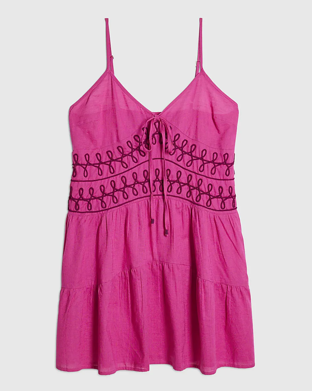 Pink Cornelli Tie Front Mini Beach Dress