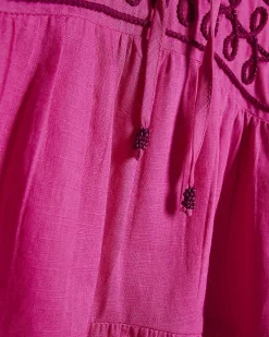 Pink Cornelli Tie Front Mini Beach Dress