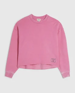 Pink Cotton Blend Burnout Sweatshirt