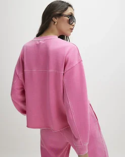 Pink Cotton Blend Burnout Sweatshirt