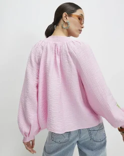 Pink Cotton Blend Conversational Shirt