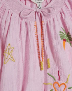Pink Cotton Blend Conversational Shirt
