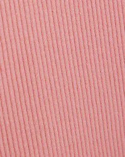 Pink Cotton Blend Fitted Ribbed Top
