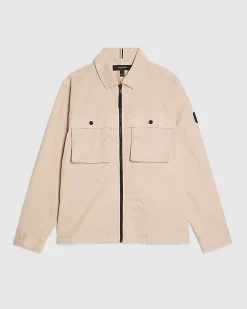 Pink Cotton Blend Regular Fit Zip Jacket