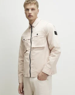 Pink Cotton Blend Regular Fit Zip Jacket