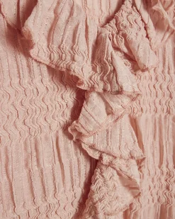 Pink Cotton blend Ruffle Peplum Top