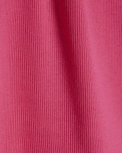 Pink Cotton Blend Sleeveless Ribbed Tank Top