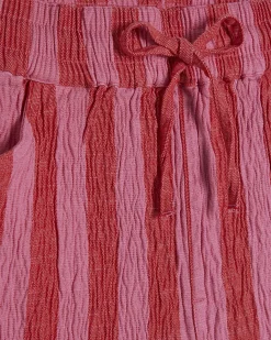 Pink Cotton Blend Striped Textured Shorts