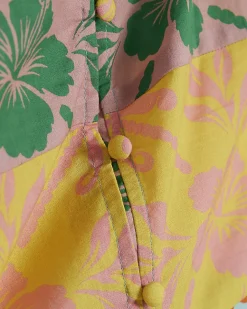 Pink Cotton Colour Block Floral Cami