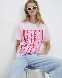 Pink Cotton Oui Oui Graphic T-Shirt