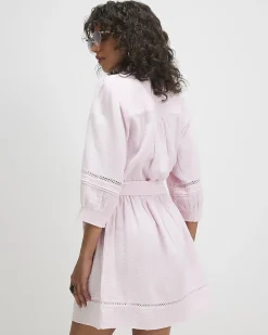 Pink Cotton Textured Mini Dress