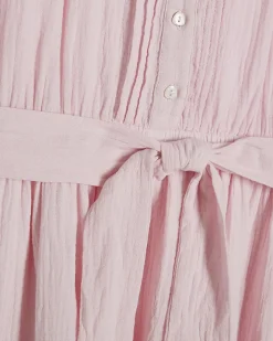 Pink Cotton Textured Mini Dress