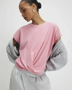 Pink Cotton Twist Front T-shirt