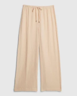 Pink Crinkle Drawstring Wide Leg Trousers