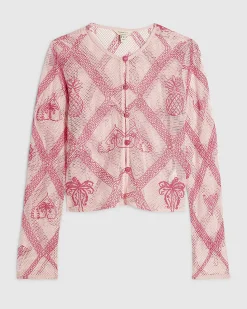 Pink Crochet Motif Cardigan