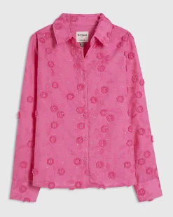 Pink 3D Floral Embellished Shirt