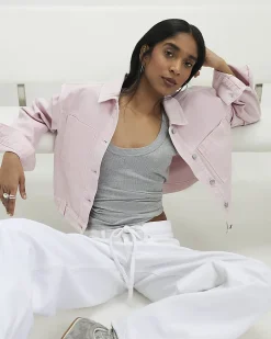 Pink Denim Pocket Front Jacket