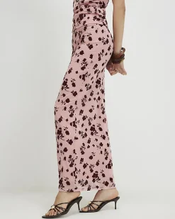Pink Devore Maxi Skirt