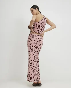 Pink Devore Maxi Skirt