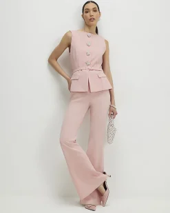 Pink Diamante Button Jumpsuit