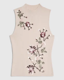 Pink Embellished Knitted Vest Top