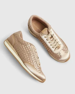 Pink Embellished Woven Trainers