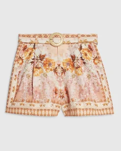Pink Floral Belted Shorts