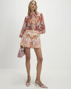 Pink Floral Belted Shorts