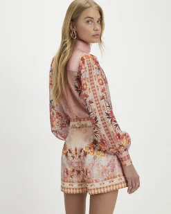 Pink Floral Belted Shorts