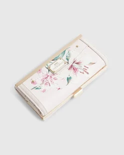 Pink Floral Print Clip Top Purse