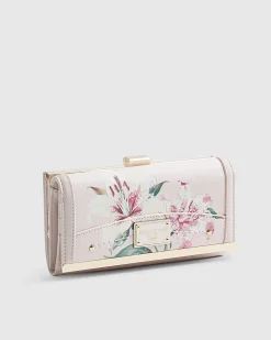 Pink Floral Print Clip Top Purse