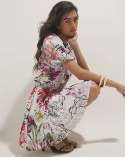 Pink Floral Puff Sleeve Mini Dress