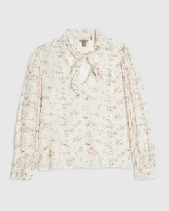Pink Floral Pussybow Blouse