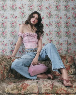 Pink Floral Sleeveless Bustier Corset Top