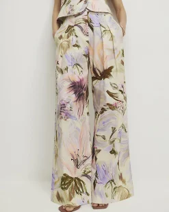 Pink Floral Wide Leg Trousers