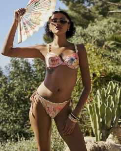 Pink Flower Structured Bikini Top